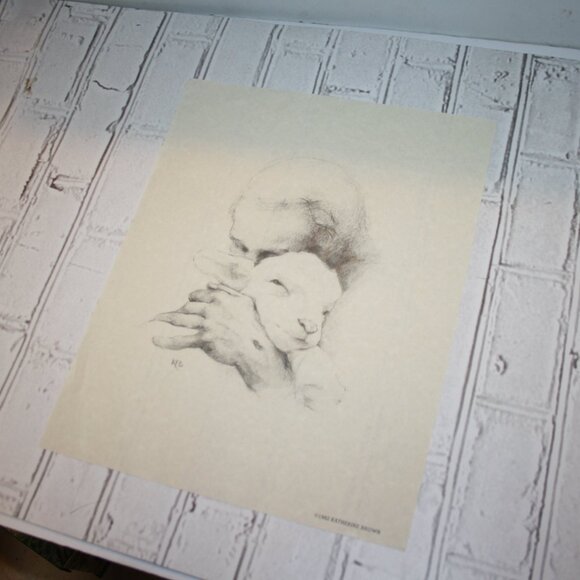 🐑 “Jesus and the Lamb” Art Print · Katherine Brown · 1982 · 11x14" - Picture 5 of 6